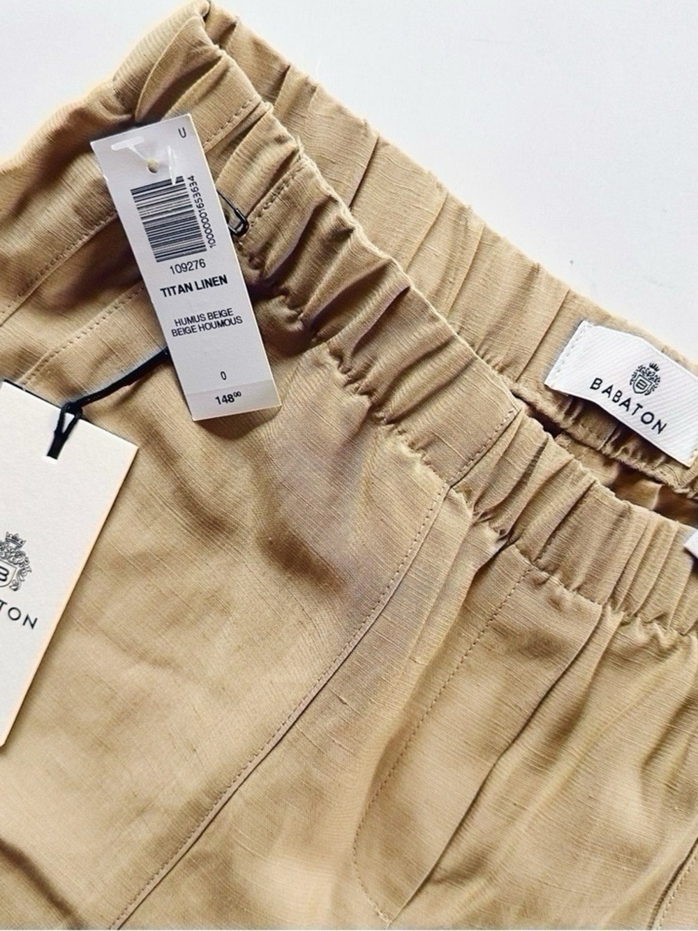 NEW Aritzia Babaton Titan Linen Cargo Pants Humus Beige - Picture 4 of 11